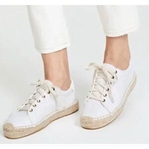 Soludos Espadrille Shoes Sneakers Lace Up White Natural Size 9‎